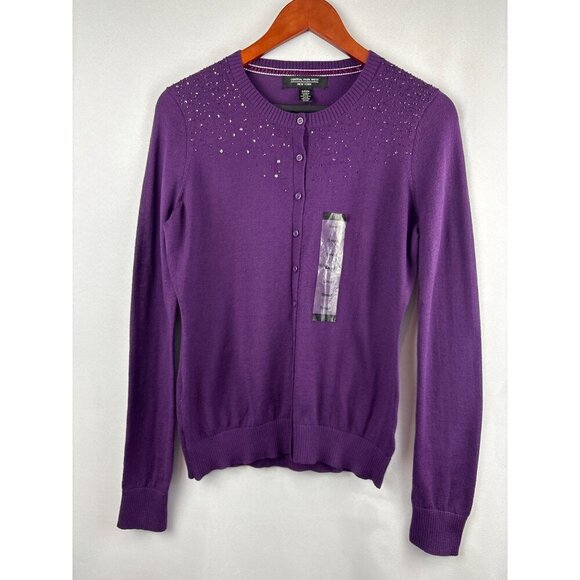 Women’s Central Park West Small Sparkly Plum Cardigan - Picture 1 of 6